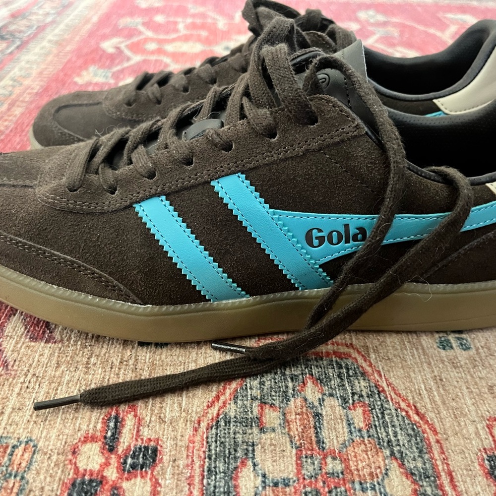Gola Women’s Classics Dark Brown Viper Sneakers with Blue Stripes